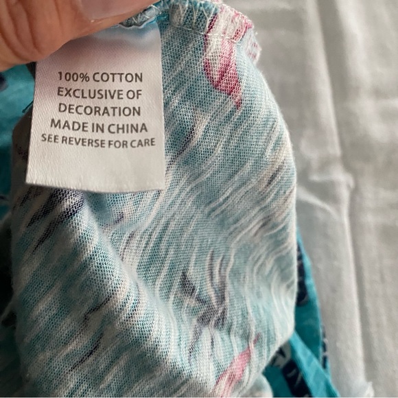 Sunset & Sweet Tea Flamingo palm trees in Turquoise SZ L ADORABLE!!! - Picture 7 of 13